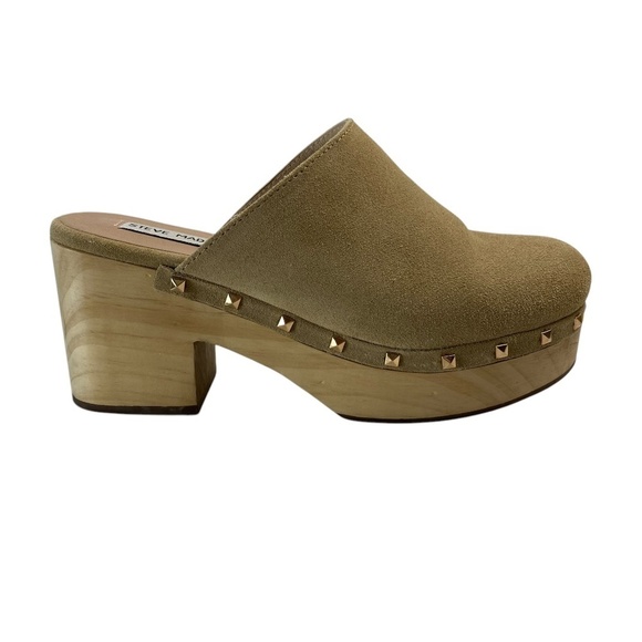 ANTHROPOLOGIE X STEVE MADDEN Brooklyn Clog Taupe Suede Leather Size 7.5 - Picture 1 of 10